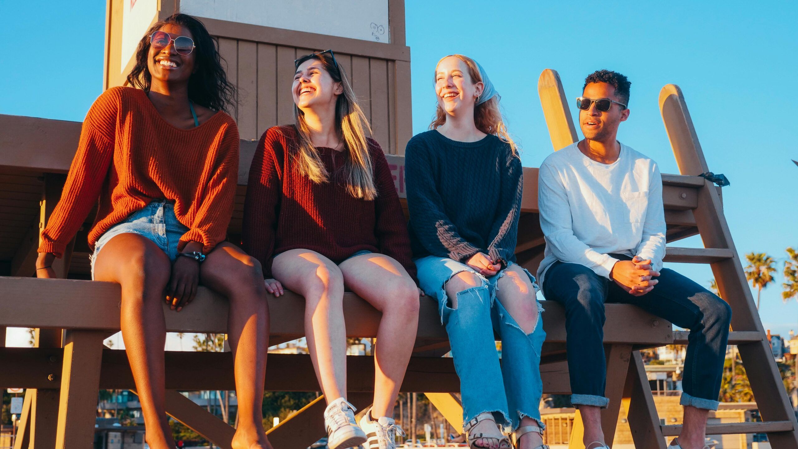 Students hanging out at the beach near VERVE Orlando